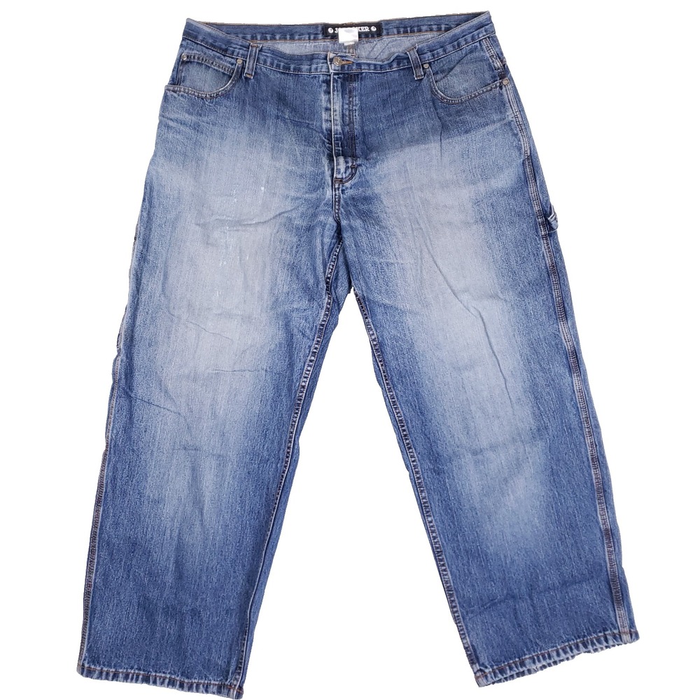 Joe Boxer Carpenter Jeans Utility Workwear Denim Relaxed Blue Straight Leg 42x30